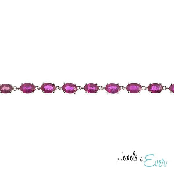 10KT White Gold 6x4mm Genuine Gemstone Bracelet