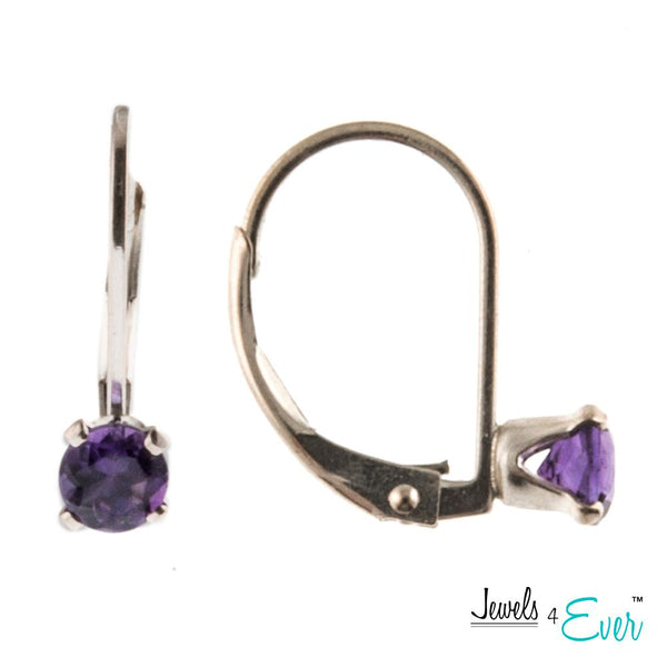 925 Sterling Silver Earrings with 4mm Genuine Gemstone