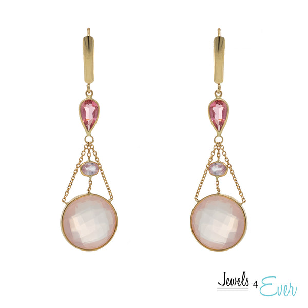 14kt. Gold Drop and Dangle Earrings with Genuine Gemstones