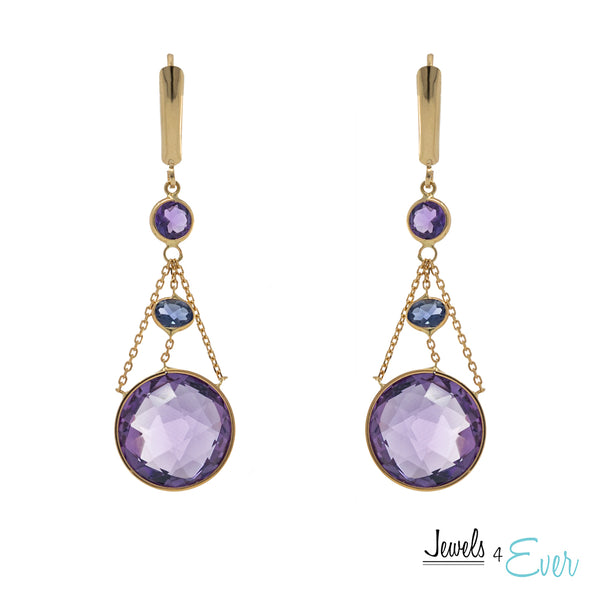 14kt. Gold Drop and Dangle Earrings with Genuine Gemstones