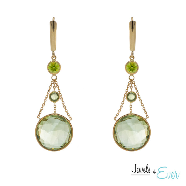 14kt. Gold Drop and Dangle Earrings with Genuine Gemstones