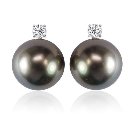 14KT Gold South Sea Pearl and Diamond Earrings