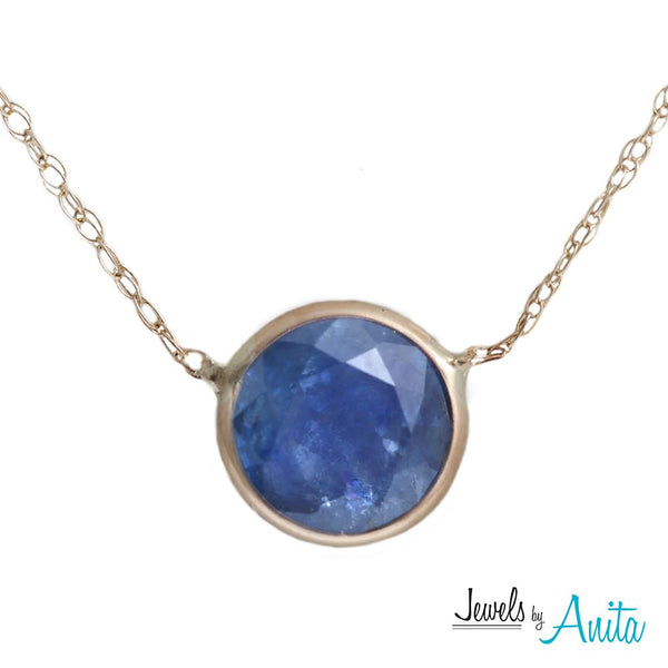 14KT Yellow Gold 6mm Faceted Round Cut Genuine Gemstone Layering Necklace