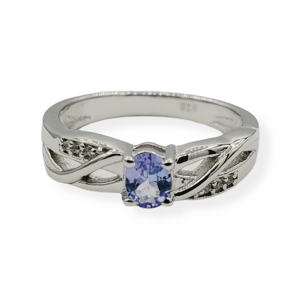 Sterling Silver Ring Set With Natural Tanzanite