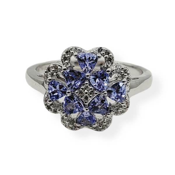 Sterling Silver Ring Set With Natural Tanzanite