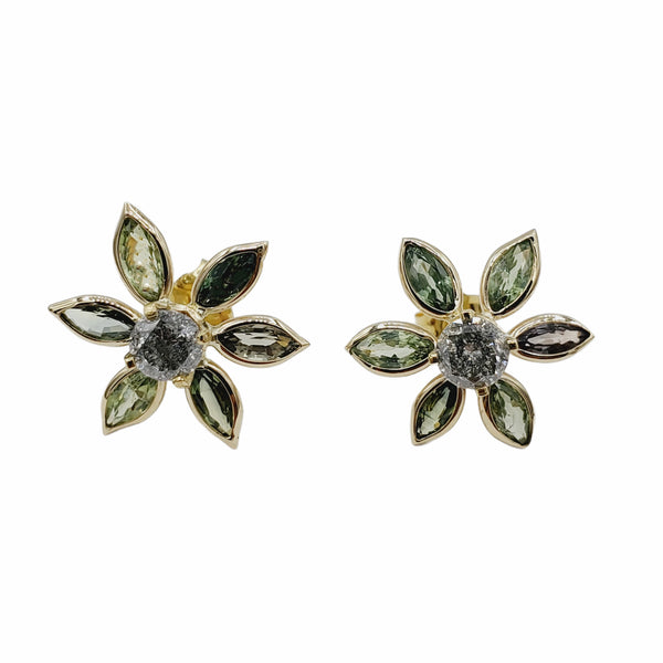 14Kt Gold Natural Sapphire 2.1cts and Diamond 0.50ct Earrings