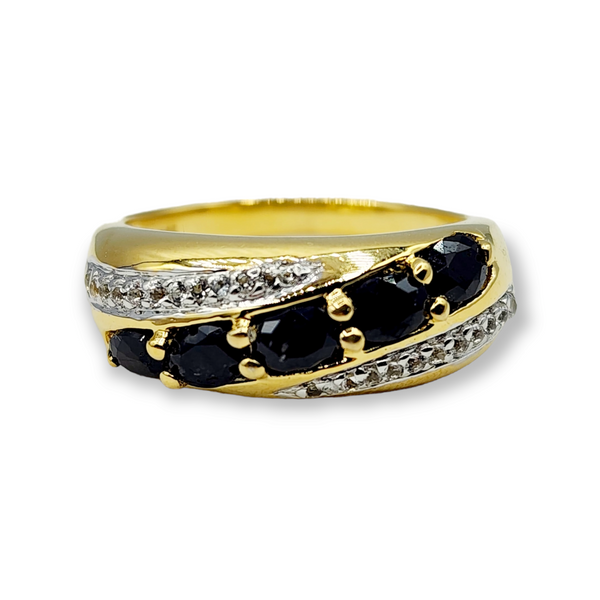 Sterling Silver Ring Set with Natural Blue Sapphire