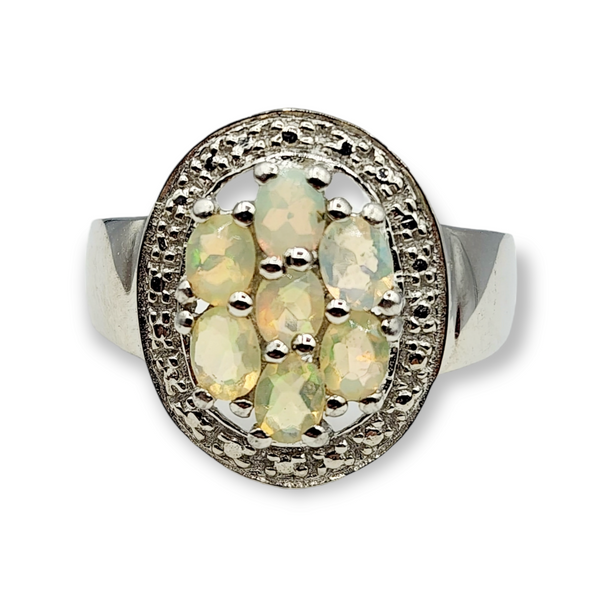 Sterling Silver Ring Set with Natural Gemstone