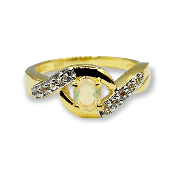 Sterling Silver Ring Set with Natural Opal