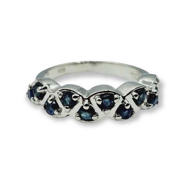 Sterling Silver Ring Set with Natural Blue Sapphire