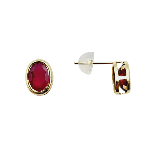 14kt Yellow Gold Gemstone 7x5mm Bezel Earrings