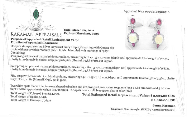 Sterling Silver Fancy Drop Style Earrings with Natural Gemstones