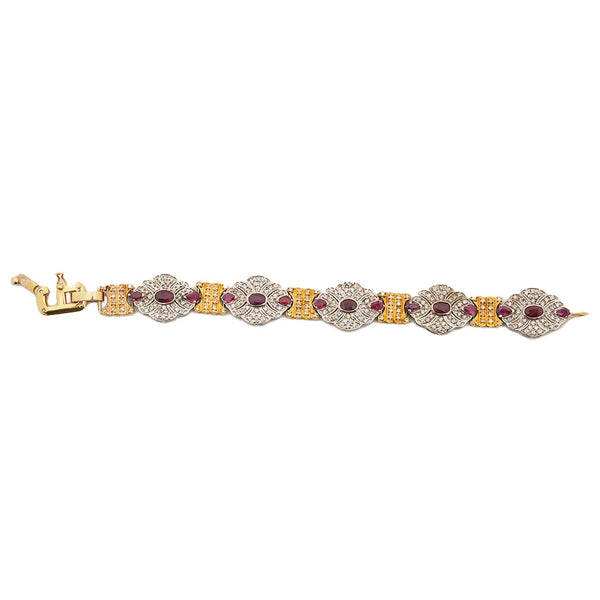 18KT White Gold Ladies Bracelet with Round Cut Rubies & Round Cut Diamonds