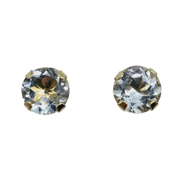 14KT Yellow Gold 5x5mm Genuine Gemstone Stud Earrings
