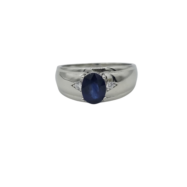 Men's Sterling Silver Ring with Genuine 8x6mm Gemstone