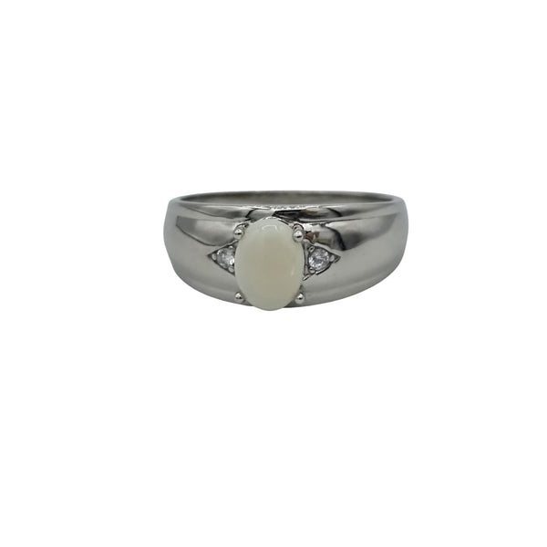 Men's Sterling Silver Ring with Genuine 8x6mm Gemstone
