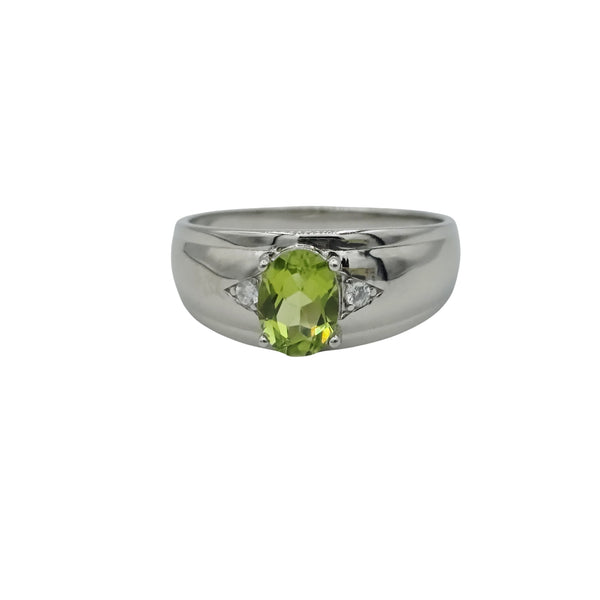 Men's Sterling Silver Ring with Genuine 8x6mm Gemstone