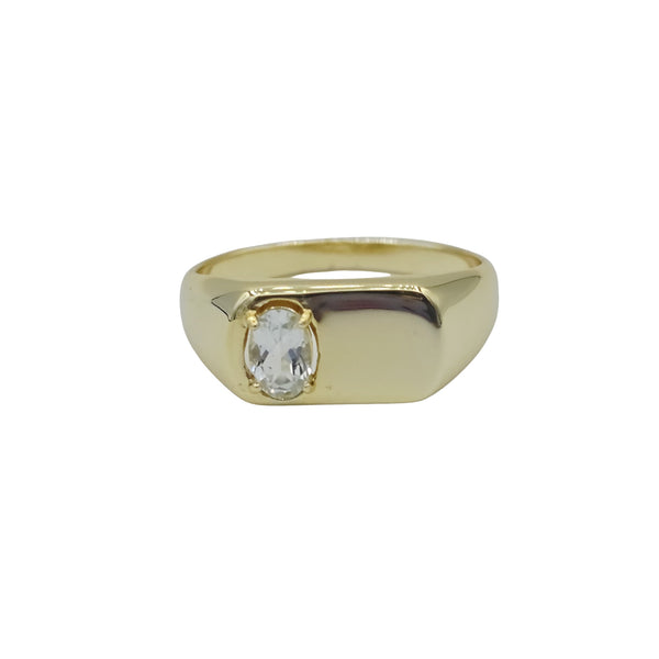 Signet Ring with 4x6mm Gemstone