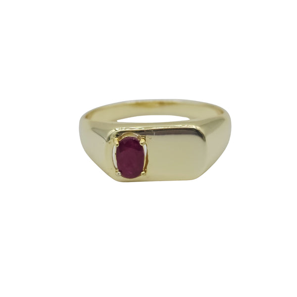 Signet Ring with 4x6mm Gemstone