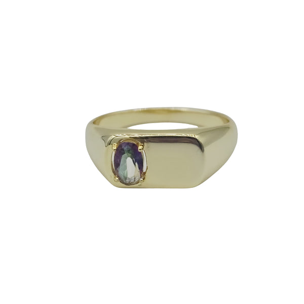 Signet Ring with 4x6mm Gemstone