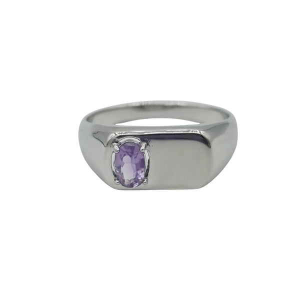 Signet Ring with 4x6mm Gemstone