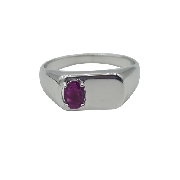 Signet Ring with 4x6mm Gemstone