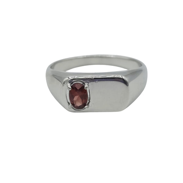 Signet Ring with 4x6mm Gemstone