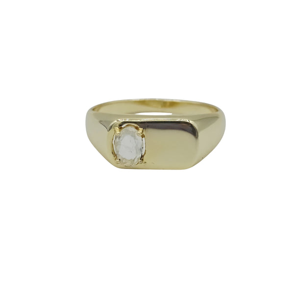 Signet Ring with 4x6mm Gemstone