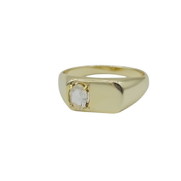 Signet Ring with 4x6mm Gemstone