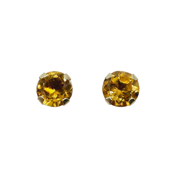 14KT Yellow Gold 4x4mm Genuine Gemstone Stud Earrings