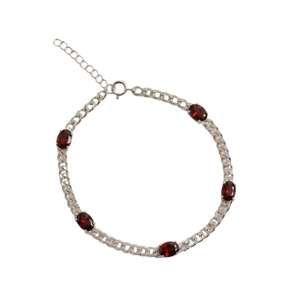 Sterling Silver Bracelet Set With Genuine Gemstone