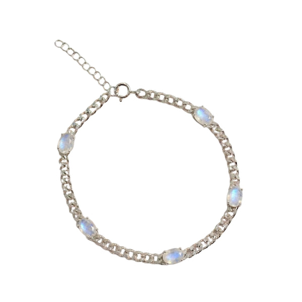 Sterling Silver Bracelet Set With Genuine Gemstone