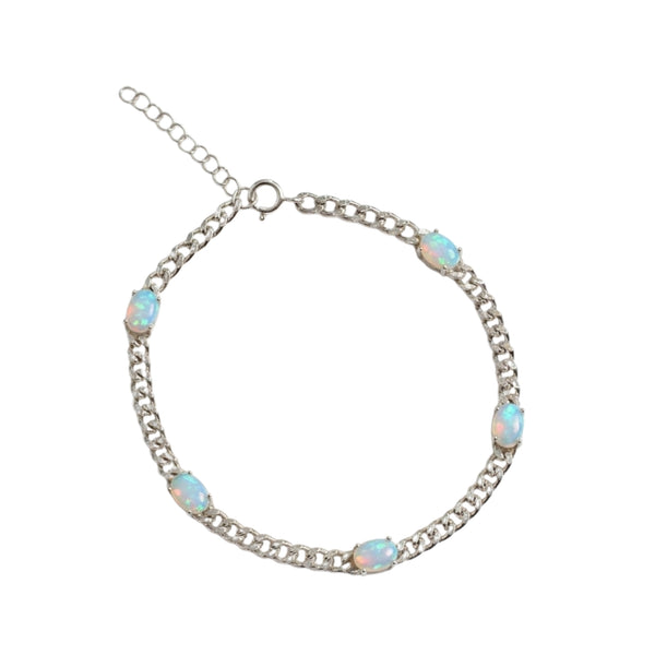 Sterling Silver Bracelet Set With Genuine Gemstone