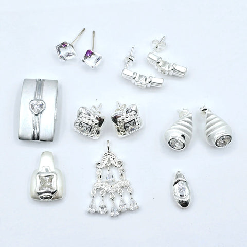 Sterling Silver Cubic Zirconia Earrings and Pendant Package