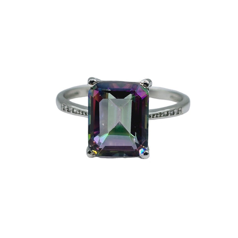 Sterling Silver Genuine Gemstone 12x10mm Ring