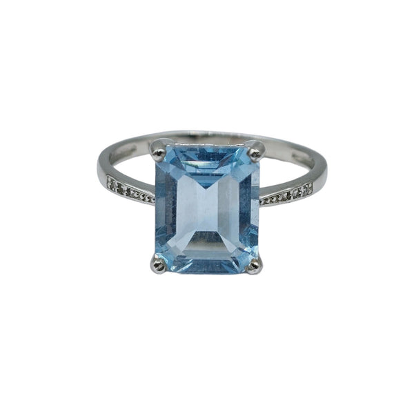 Sterling Silver Genuine Gemstone 12x10mm Ring