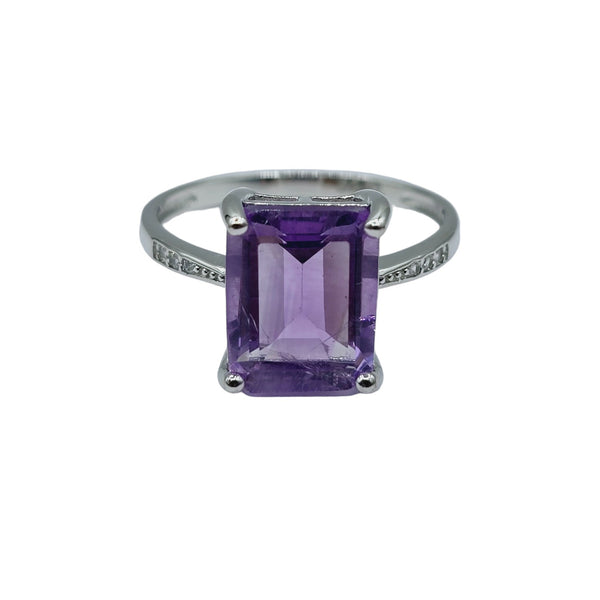 Sterling Silver Genuine Gemstone 12x10mm Ring