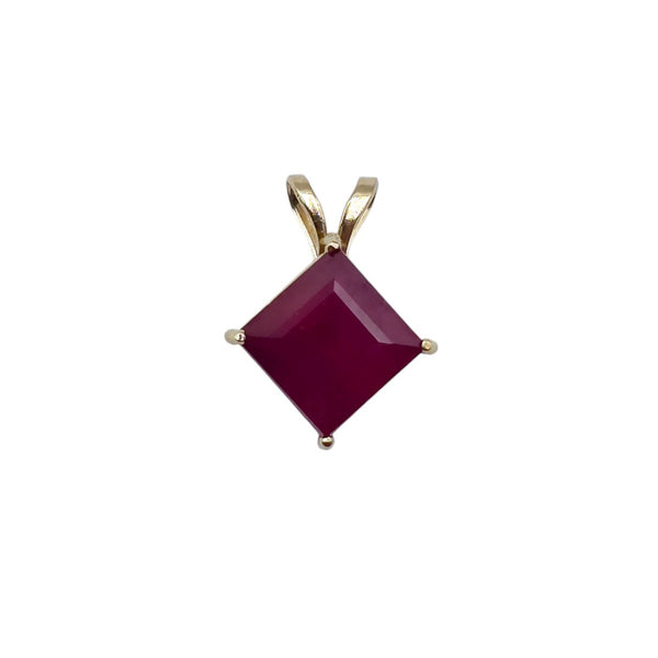 10KT Yellow Gold 6x6mm Genuine Gemstone Pendant