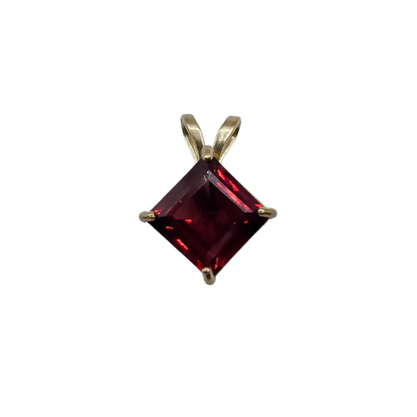 10KT Yellow Gold 6x6mm Genuine Gemstone Pendant