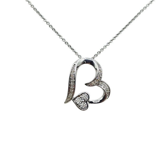 Sterling Silver Diamond Pendant with Chain