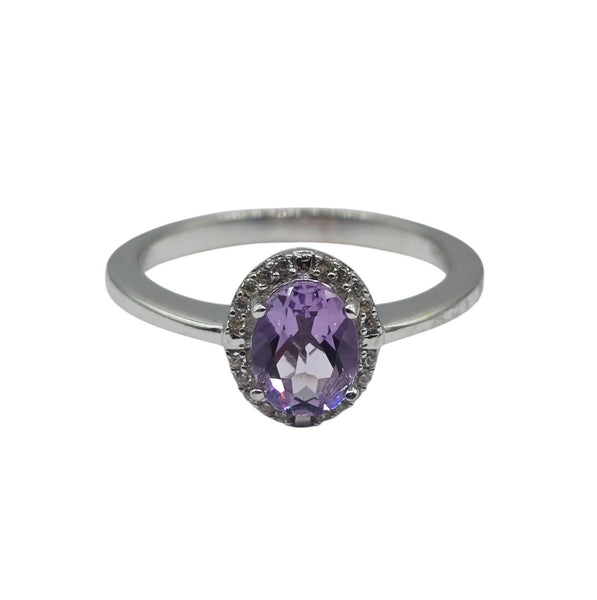 Sterling Silver Ring with Genuine 8x6mm Gemstone