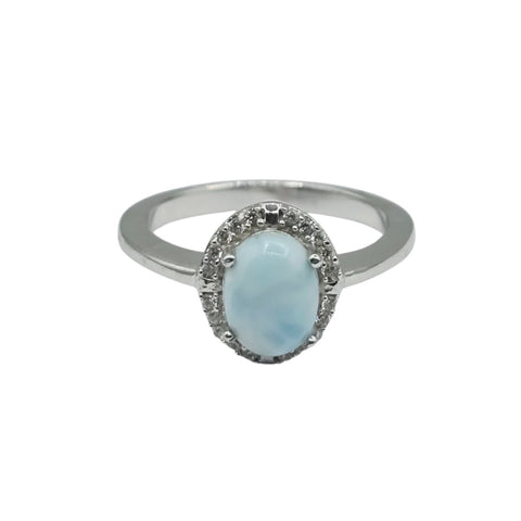 Sterling Silver Ring with Genuine 8x6mm Cabochon Gemstone