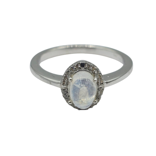 Sterling Silver Ring with Genuine 8x6mm Cabochon Gemstone