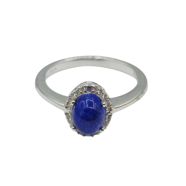 Sterling Silver Ring with Genuine 8x6mm Cabochon Gemstone