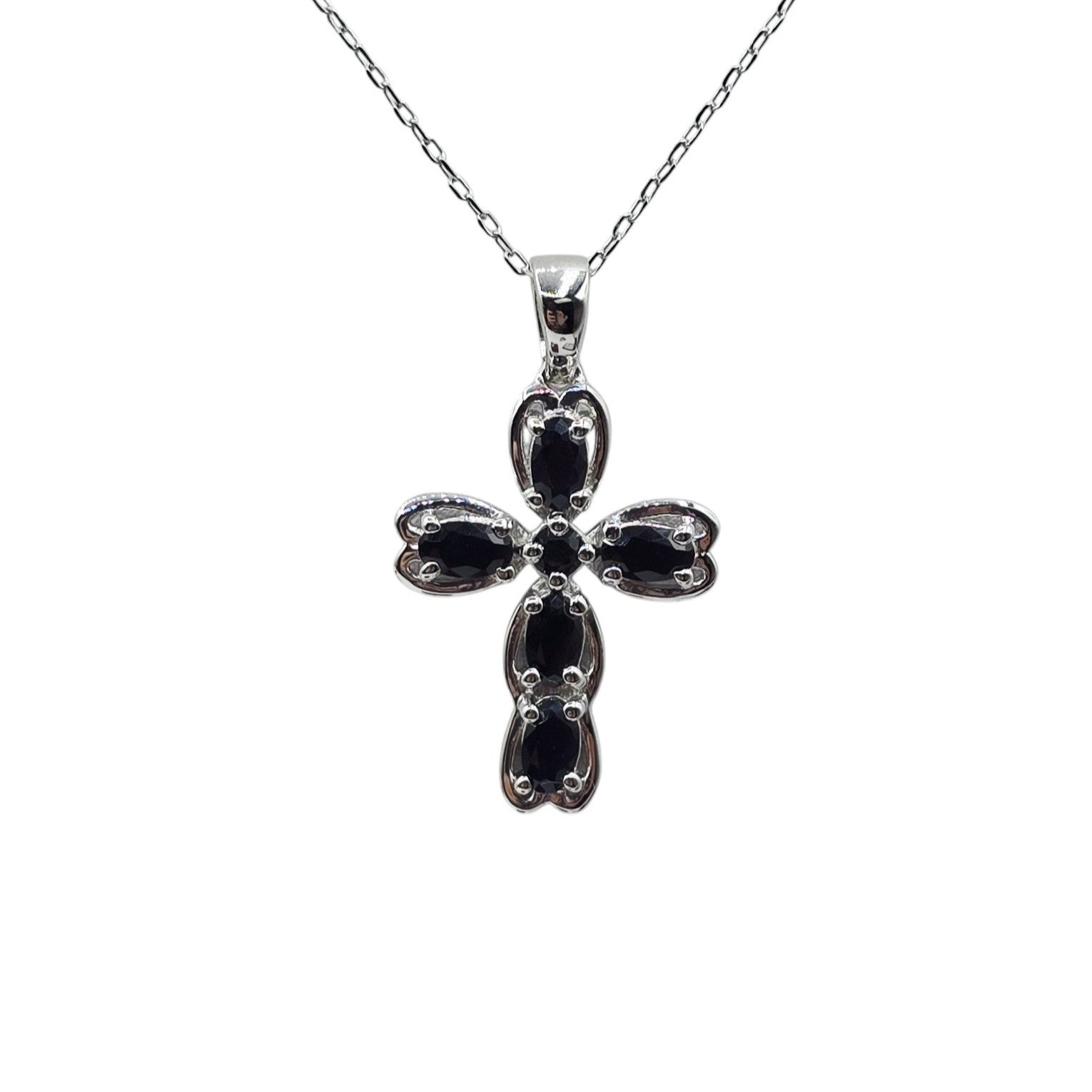 Sterling Silver Blue Sapphire Pendant with Chain