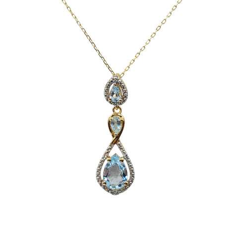 Sterling Silver Blue Topaz 2.5cts Pendant with Chain