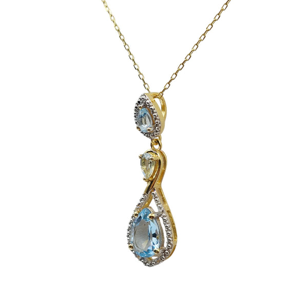 Sterling Silver Blue Topaz 2.5cts Pendant with Chain