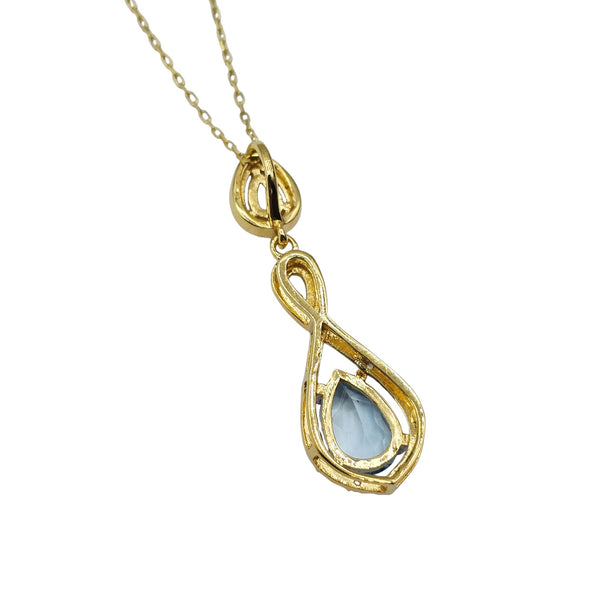 Sterling Silver Blue Topaz 2.5cts Pendant with Chain