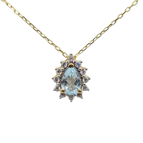 Sterling Silver Blue Topaz 7x5mm Pendant with Chain