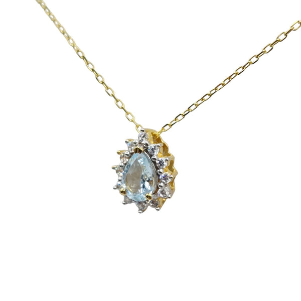 Sterling Silver Blue Topaz 7x5mm Pendant with Chain